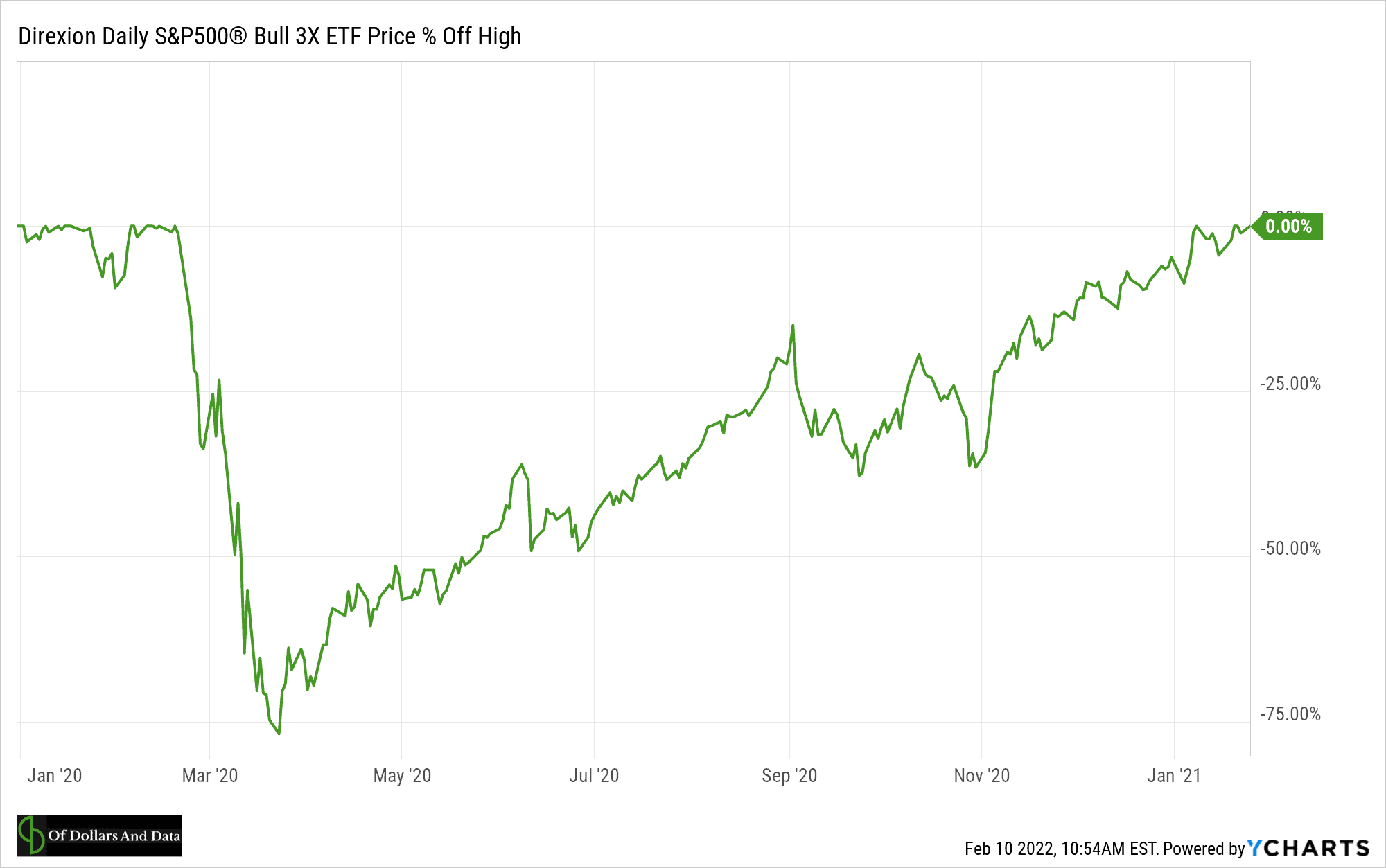 Direxion Daily 3x leverage S&P 500 fund during 2020.