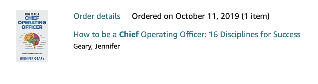 How to be a Chief Operating Officer order receipt from 2019.